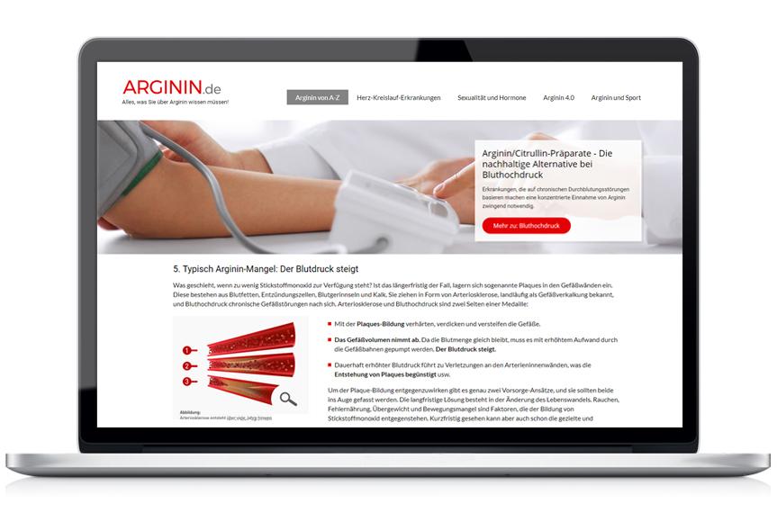 Webseite Arginin.de - Alles, was Sie über Arginin wissen müssen!