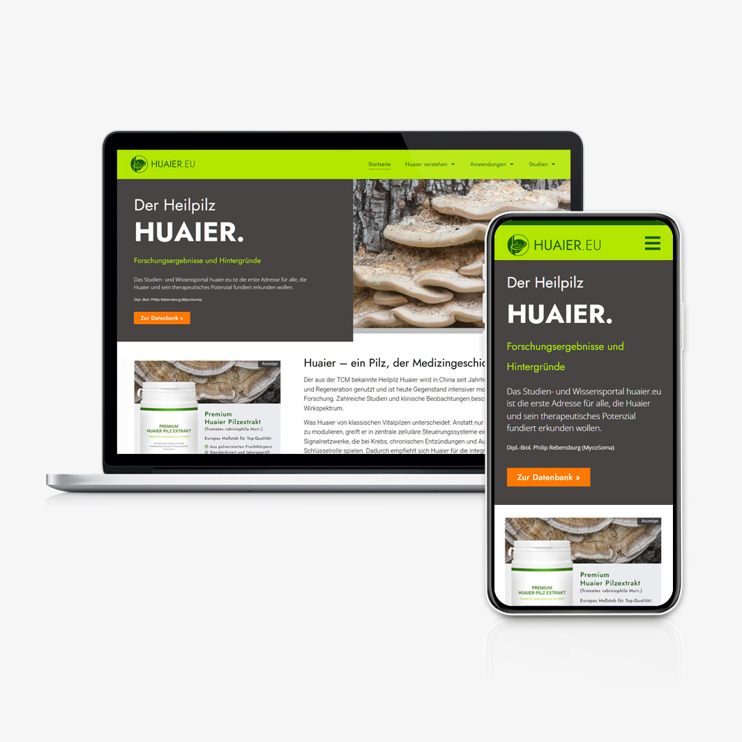 Abbildung Webseite Huaier-Pilz